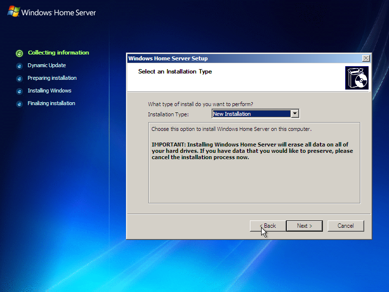 文件:WindowsHomeServer-RTM-SetupInstallType.png