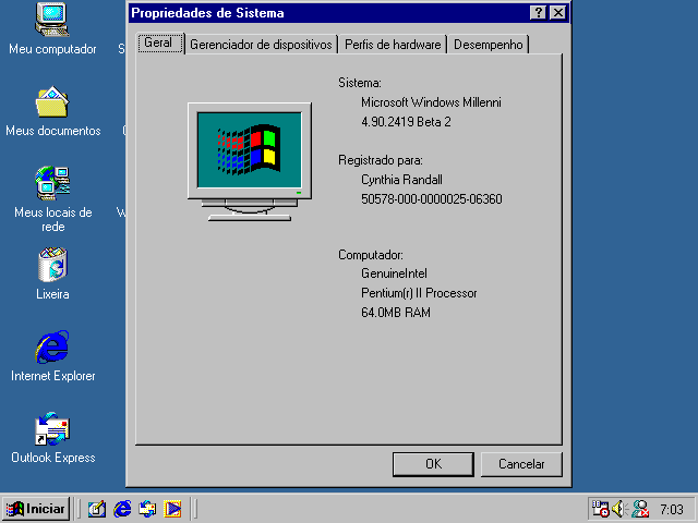文件:Windows Me-4.9.2419 Beta 2-Brazilian-Propriedades de Sistema-Mockup.png