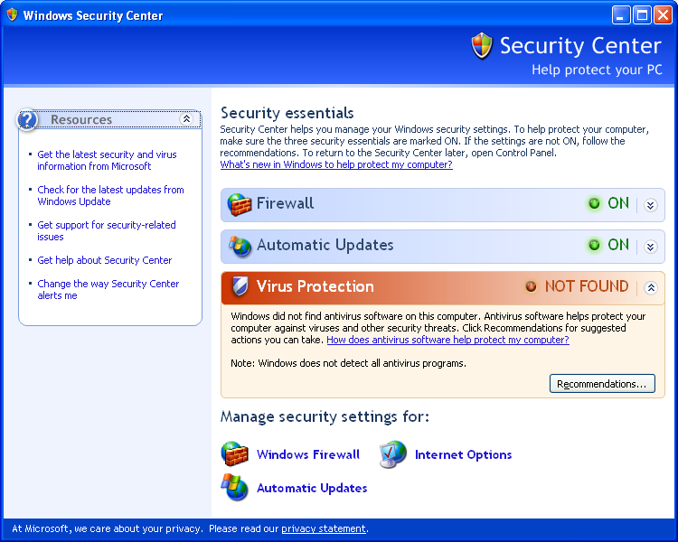 文件:WindowsXP-5.1.2600.2138sp2rc-SecurityCenter.png