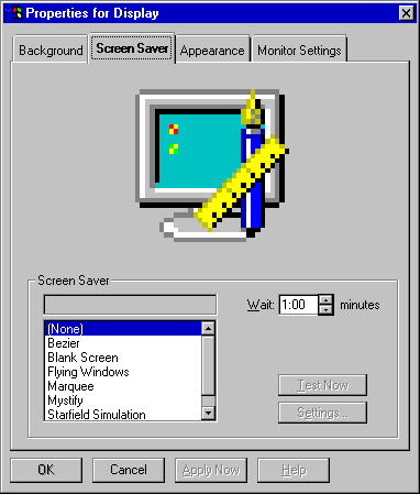 文件:Windows95-4.0.81-ScreensaverSettings.png