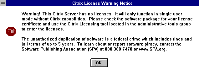 文件:CitrixWinFrame-1.80.403-LicenseWarning.png