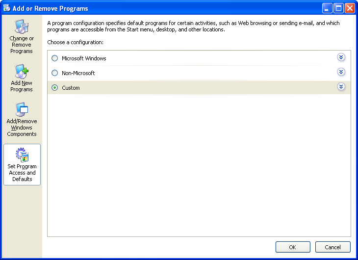 文件:2600.1078 Set Program Access and Defaults.png
