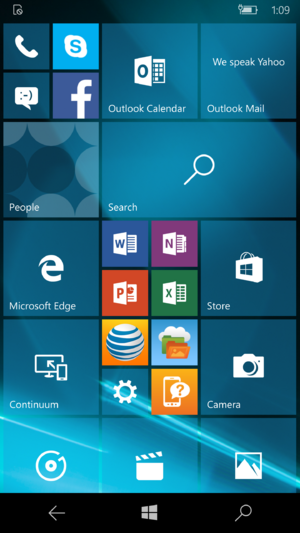 Win10Mobile 10587.1019 Startmenu.png