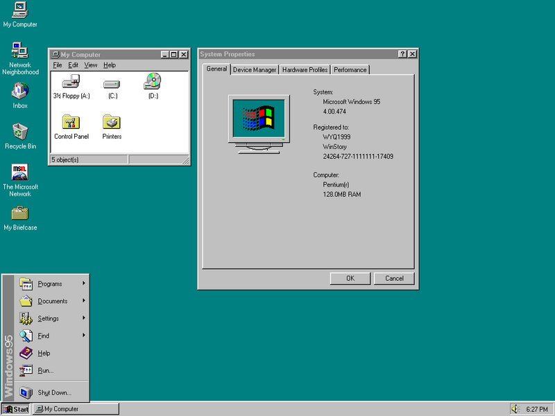 文件:Windows95-4.00.474-MyComputer&Sysdm.png