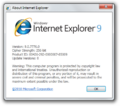 正确的 Internet Explorer 9 品牌标识，2010 年版权日期
