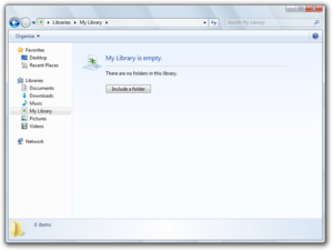Windows7-6.1.6780.0-WindowsExplorer-Libraries-EmptyLibrary.png